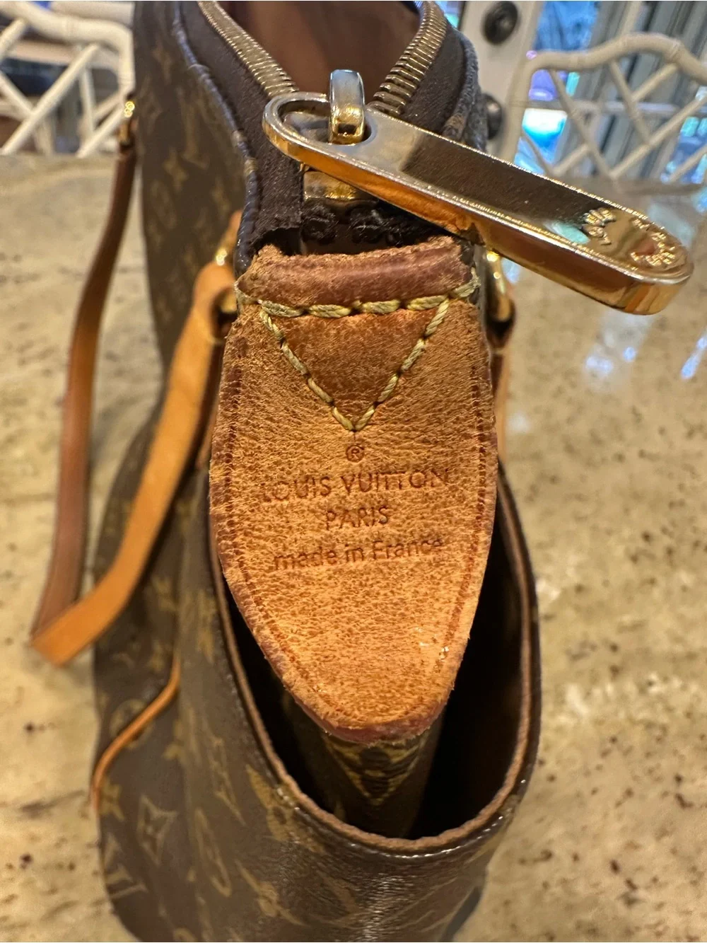Louis Vuitton Monogram Canvas Tote with Tan Straps
